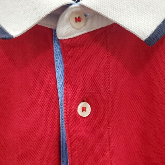 Nautica Men's Y2K Red White Blue Colorblock All Cotton Preppy SS Polo Shirt‎ XL - Picture 4 of 7